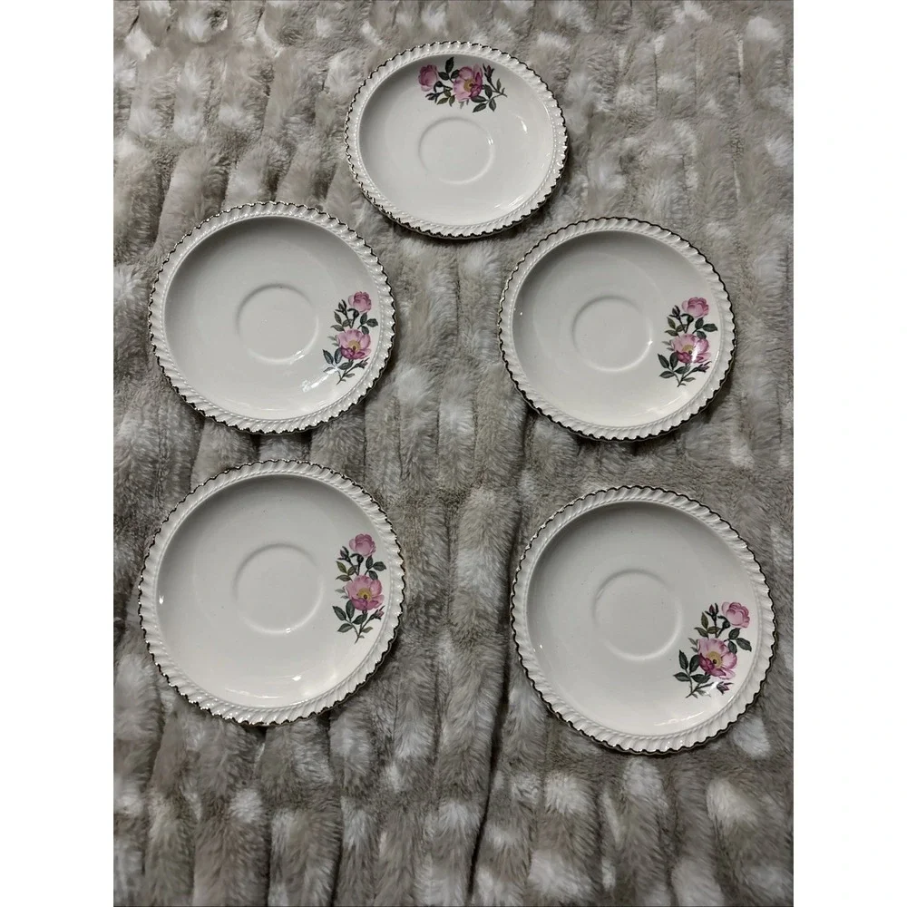 Harker Pottery Co. Wild Rose 22KT. Gold trim Saucer 6 1/4